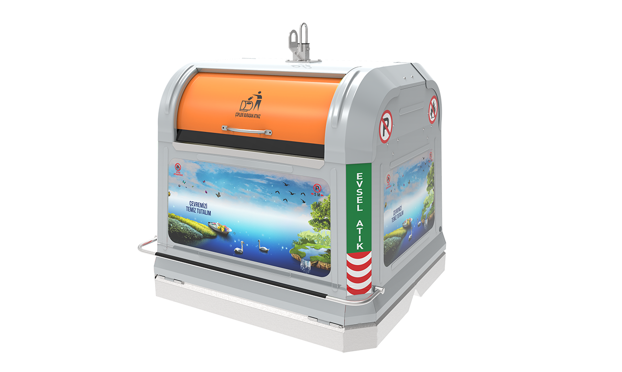 3750 litre kancalı yerüstü Çöp konteyner sistem