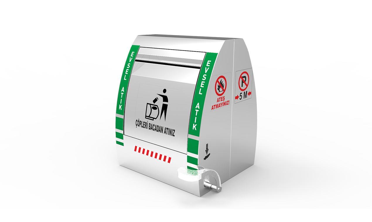 2200 litre konik bacalı jaklı yeraltı Çöp konteyner sistemi