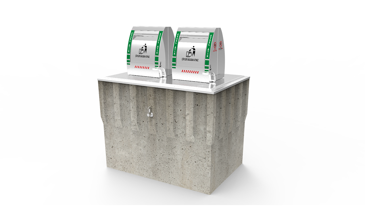 2200 litre konik bacalı jaklı yeraltı Çöp konteyner sistemi