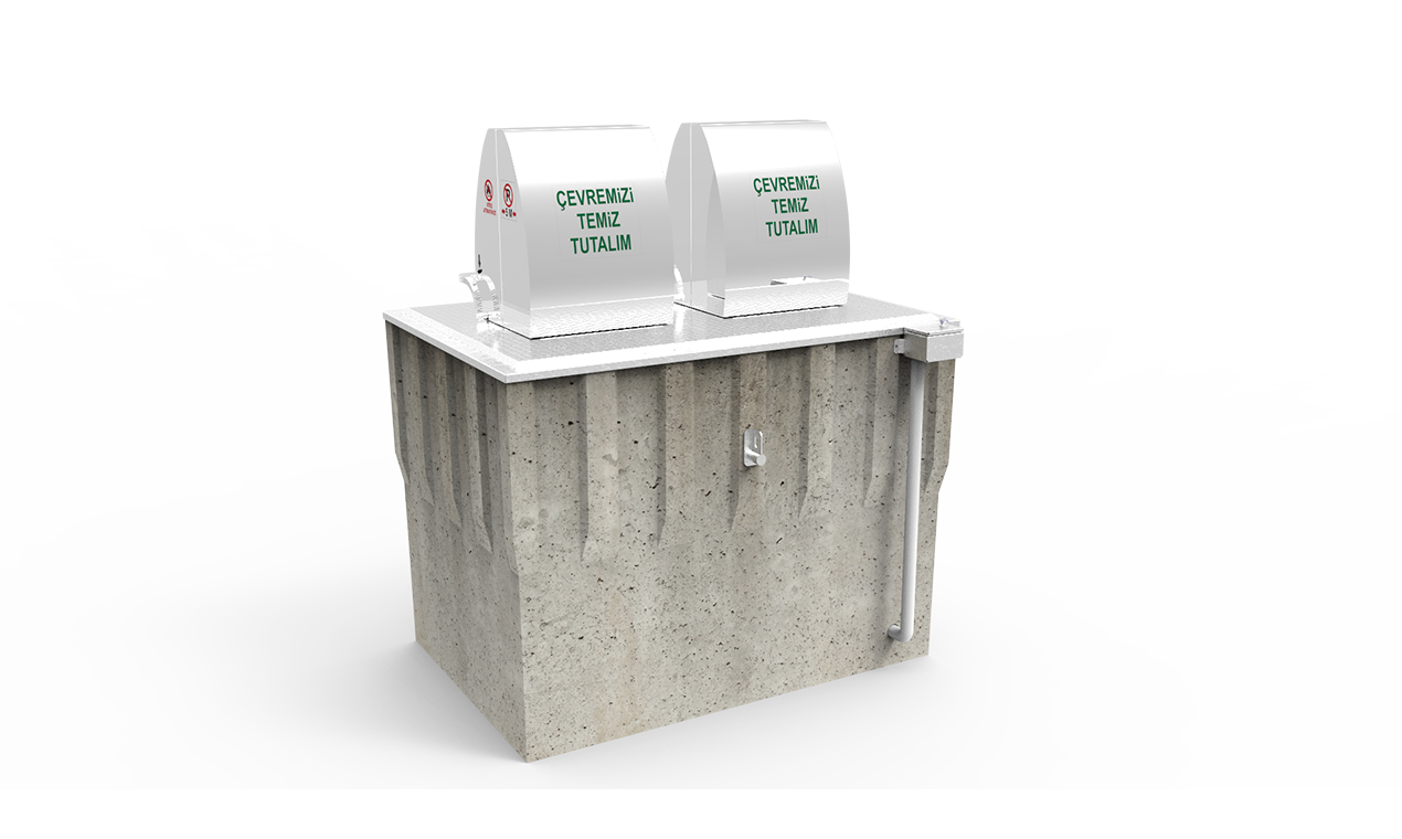 2200 litre konik bacalı jaklı yeraltı Çöp konteyner sistemi